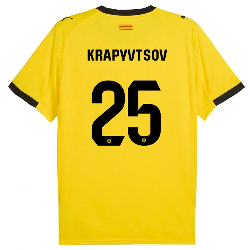 Danxen Men Vladyslav Krapyvtsov #25 Yellow Black Away Jersey 2025/26 T-Shirt