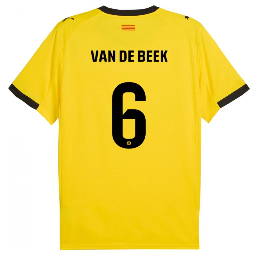 Danxen Men Donny Van De Beek #6 Yellow Black Away Jersey 2025/26 T-Shirt