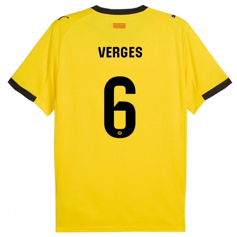 Danxen Men Mar Vergés #6 Yellow Black Away Jersey 2025/26 T-Shirt