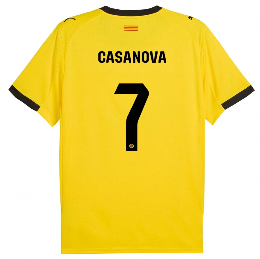 Danxen Men Àstrid Casanova #7 Yellow Black Away Jersey 2025/26 T-Shirt