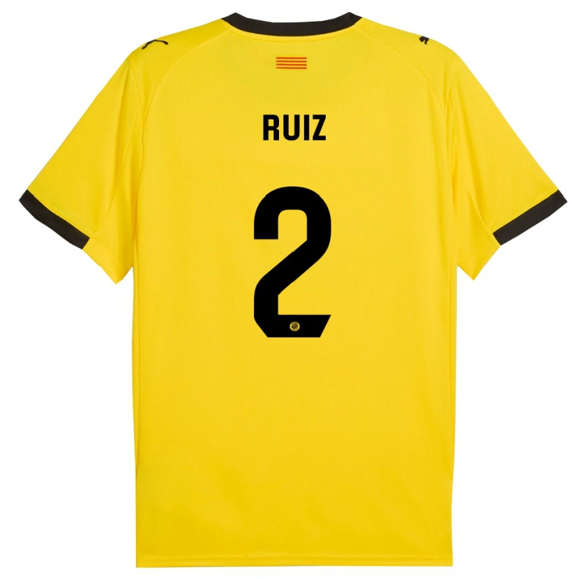 Danxen Men Ferran Ruiz #2 Yellow Black Away Jersey 2025/26 T-Shirt