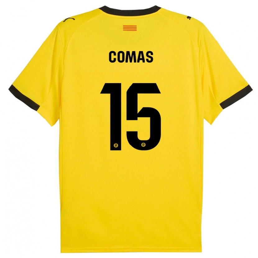 Danxen Men Oriol Comas #15 Yellow Black Away Jersey 2025/26 T-Shirt