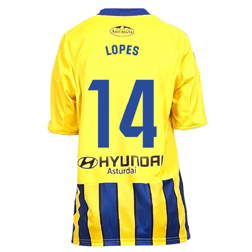 Danxen Men Adrián Lopes #14 Yellow Blue Away Jersey 2025/26 T-Shirt