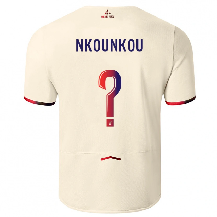 Danxen Men Evrack Nkounkou #0 Off-White Red Away Jersey 2025/26 T-Shirt