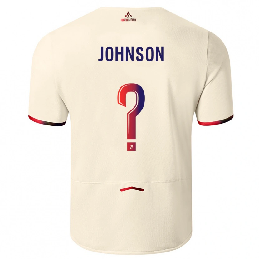 Danxen Men Kédie Johnson #0 Off-White Red Away Jersey 2025/26 T-Shirt