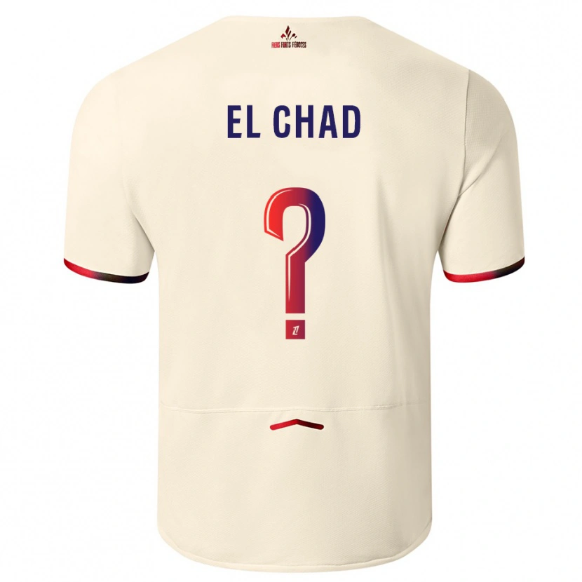 Danxen Men Nesryne El Chad #0 Off-White Red Away Jersey 2025/26 T-Shirt