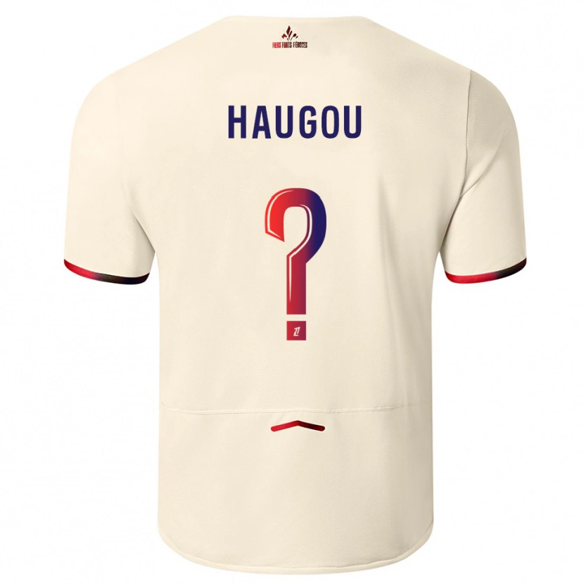 Danxen Men Pauline Haugou #0 Off-White Red Away Jersey 2025/26 T-Shirt