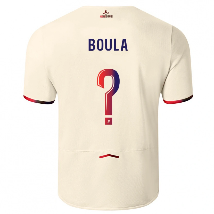 Danxen Men Exauce Mpembele Boula #0 Off-White Red Away Jersey 2025/26 T-Shirt