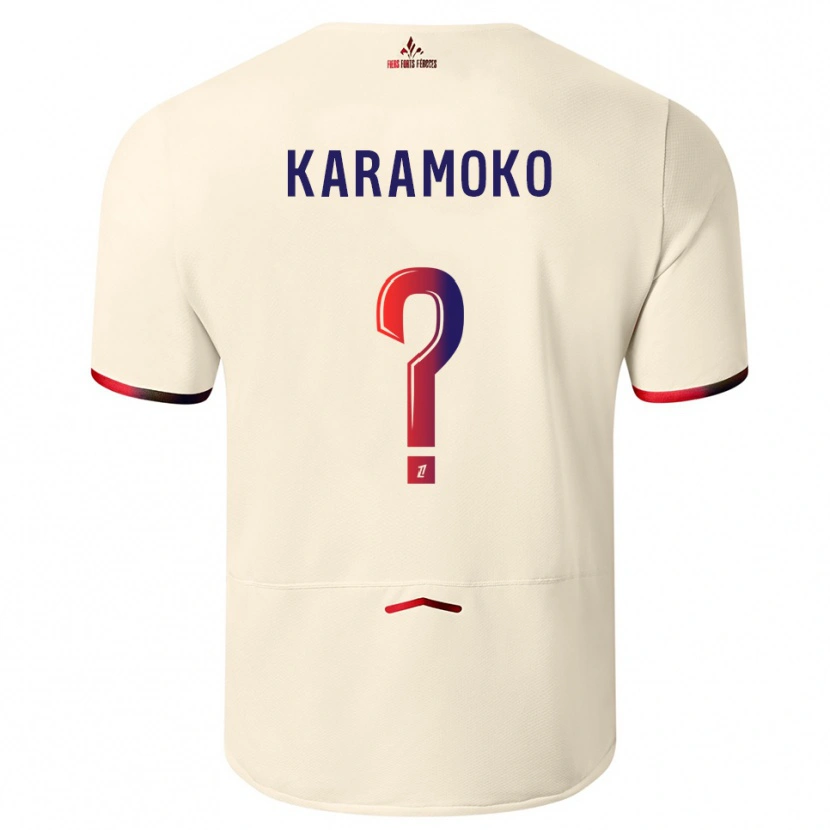 Danxen Men Ibrahim Karamoko #0 Off-White Red Away Jersey 2025/26 T-Shirt