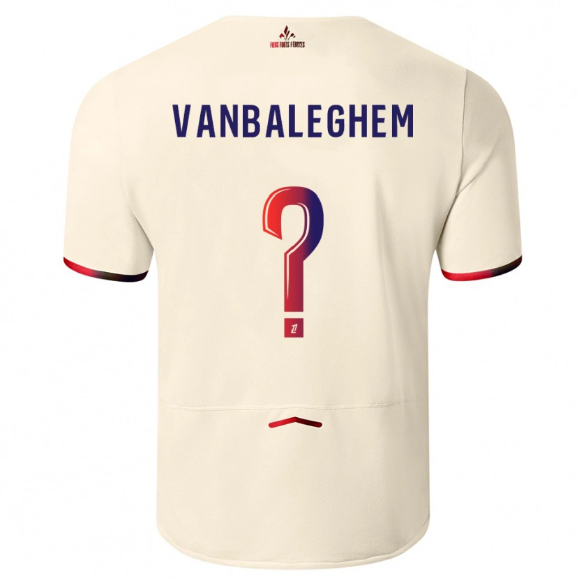 Danxen Men Valentin Vanbaleghem #0 Off-White Red Away Jersey 2025/26 T-Shirt