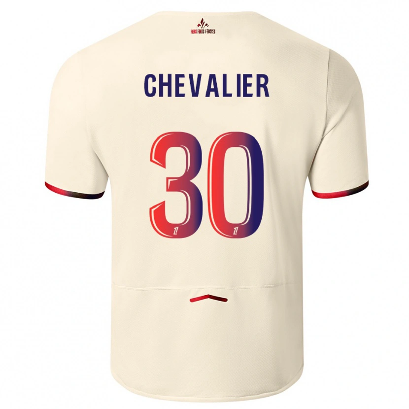 Danxen Men Lucas Chevalier #30 Off-White Red Away Jersey 2025/26 T-Shirt