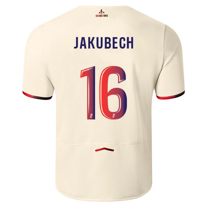 Danxen Men Adam Jakubech #16 Off-White Red Away Jersey 2025/26 T-Shirt