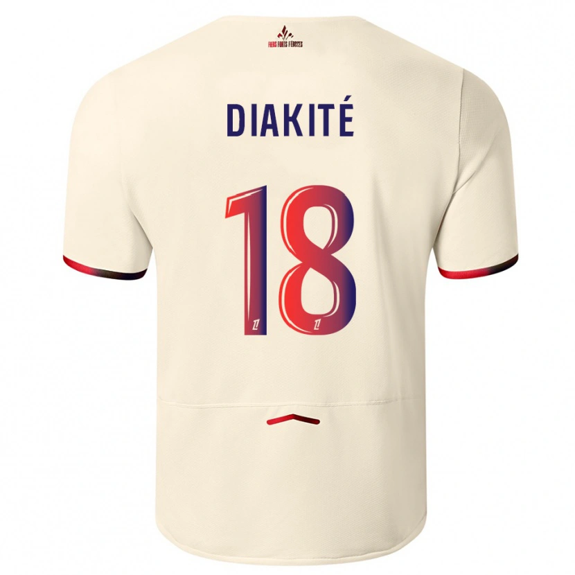 Danxen Men Bafodé Diakité #18 Off-White Red Away Jersey 2025/26 T-Shirt