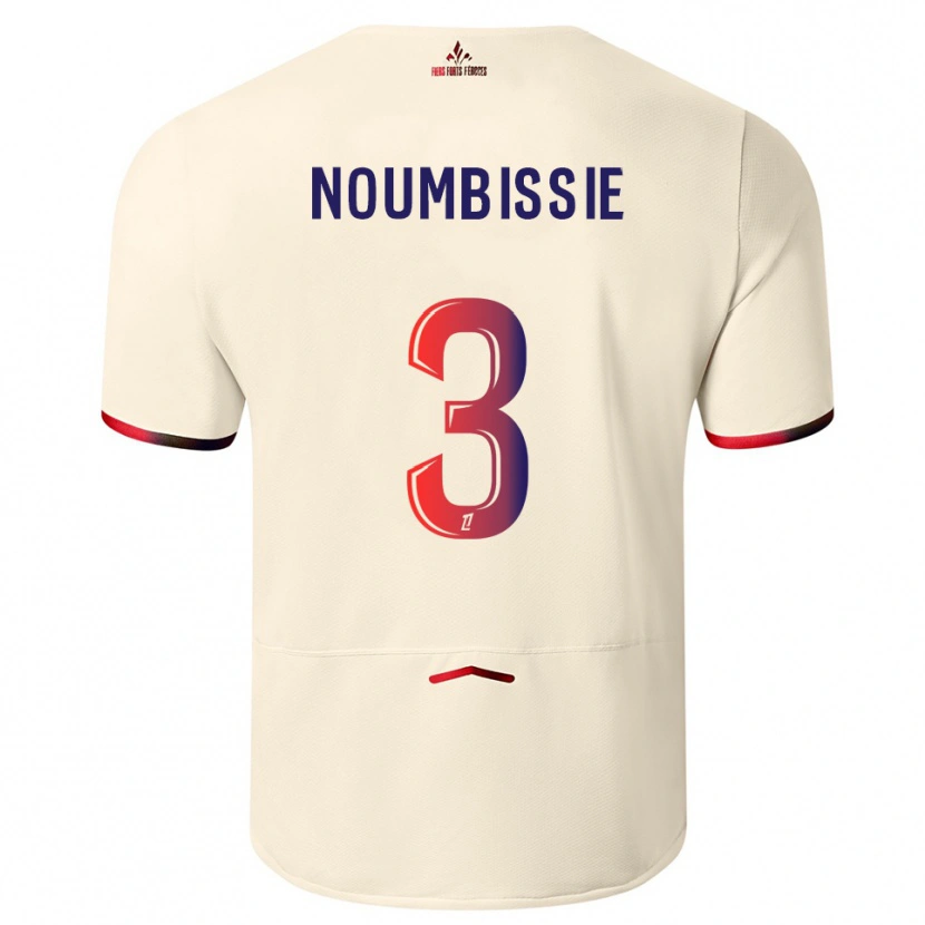 Danxen Men Stéphane Noumbissie #3 Off-White Red Away Jersey 2025/26 T-Shirt