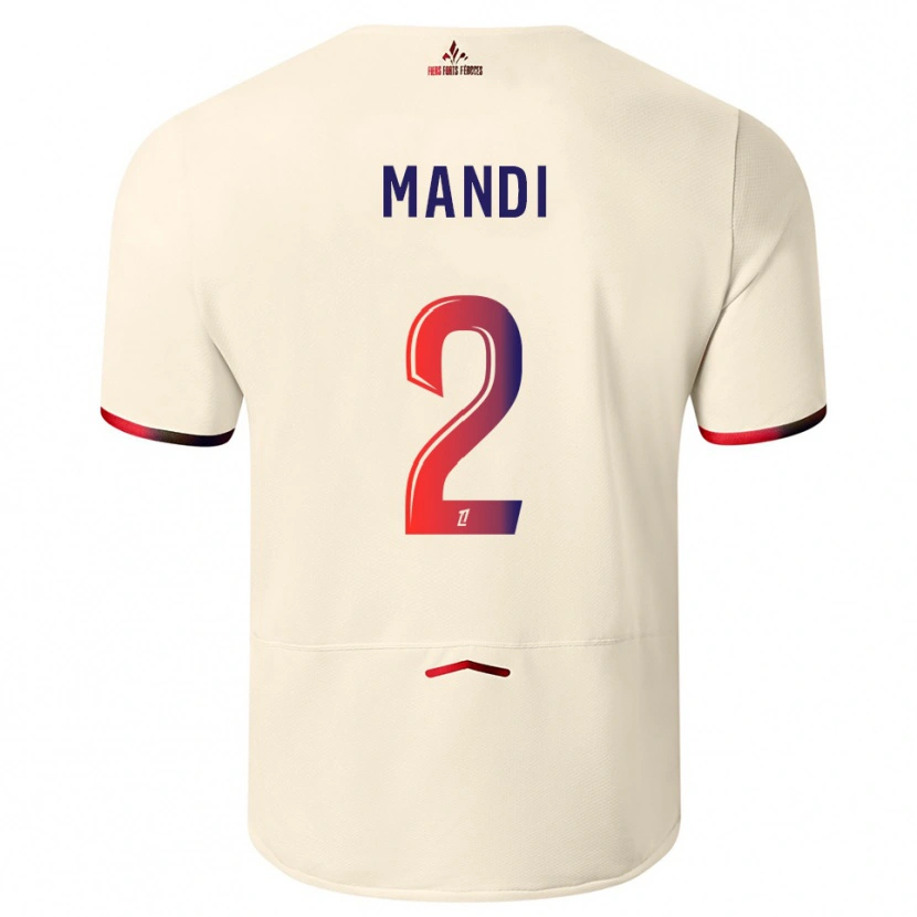 Danxen Men Aïssa Mandi #2 Off-White Red Away Jersey 2025/26 T-Shirt