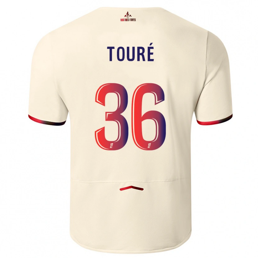 Danxen Men Ousmane Touré #36 Off-White Red Away Jersey 2025/26 T-Shirt