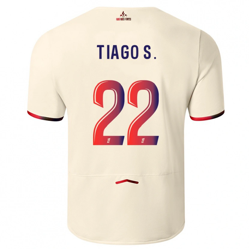 Danxen Men Tiago Santos #22 Off-White Red Away Jersey 2025/26 T-Shirt