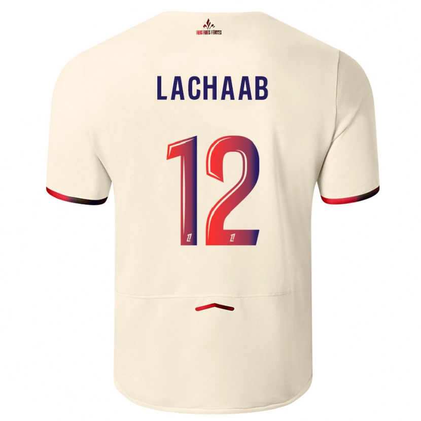 Danxen Men Younes Lachaab #12 Off-White Red Away Jersey 2025/26 T-Shirt