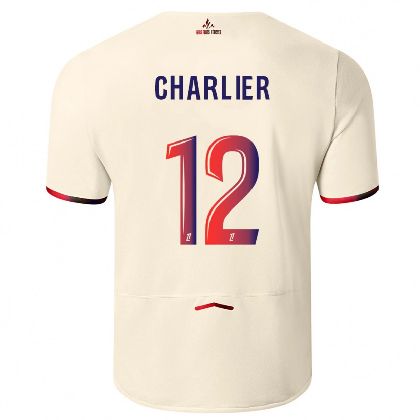 Danxen Men Amaury Charlier #12 Off-White Red Away Jersey 2025/26 T-Shirt