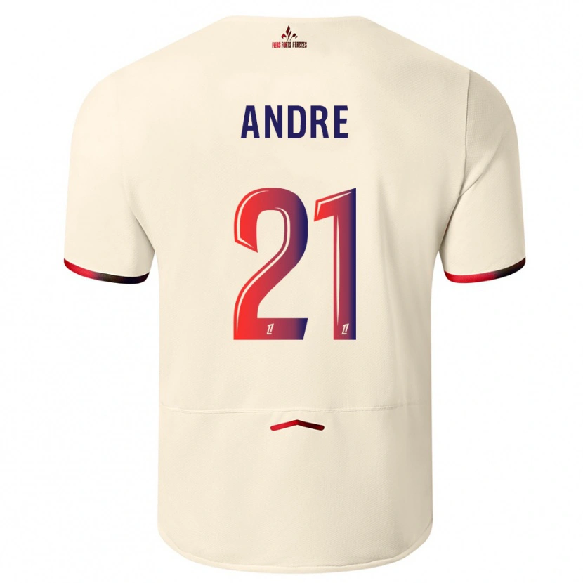 Danxen Men Benjamin André #21 Off-White Red Away Jersey 2025/26 T-Shirt