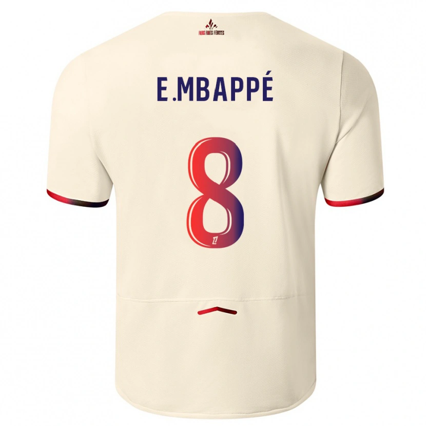 Danxen Men Ethan Mbappé #8 Off-White Red Away Jersey 2025/26 T-Shirt