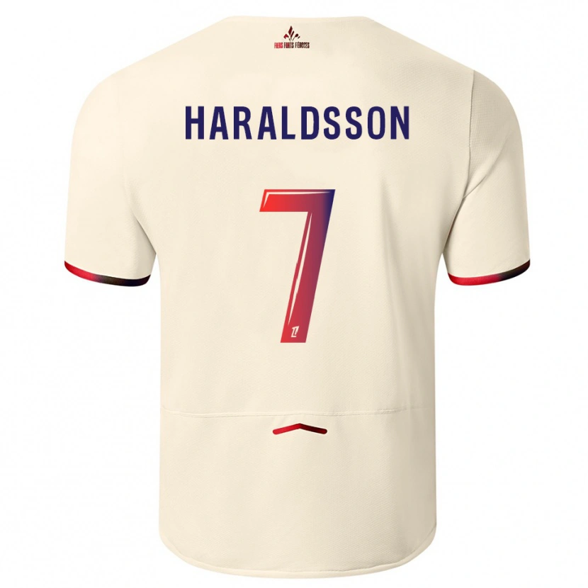Danxen Men Hákon Arnar Haraldsson #7 Off-White Red Away Jersey 2025/26 T-Shirt