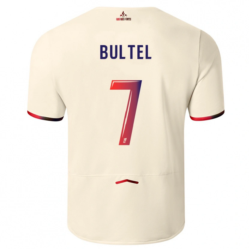 Danxen Men Ludivine Bultel #7 Off-White Red Away Jersey 2025/26 T-Shirt