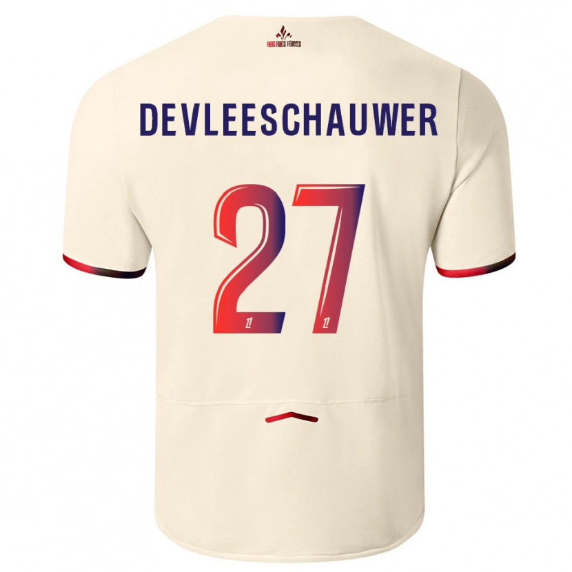 Danxen Men Gwenaëlle Devleeschauwer #27 Off-White Red Away Jersey 2025/26 T-Shirt