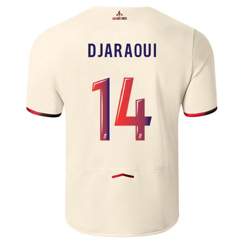 Danxen Men Mehdi Djaraoui #14 Off-White Red Away Jersey 2025/26 T-Shirt