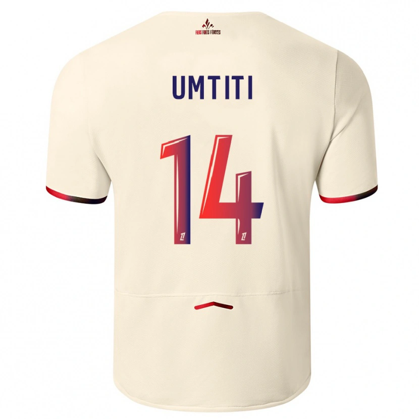 Danxen Men Samuel Umtiti #14 Off-White Red Away Jersey 2025/26 T-Shirt