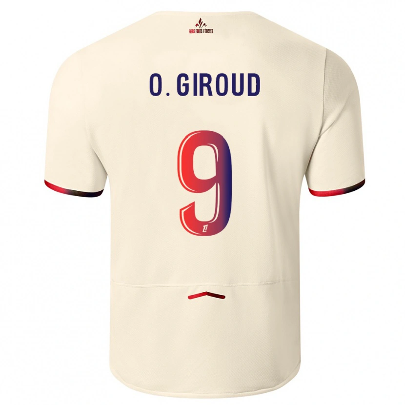 Danxen Men Olivier Giroud #9 Off-White Red Away Jersey 2025/26 T-Shirt