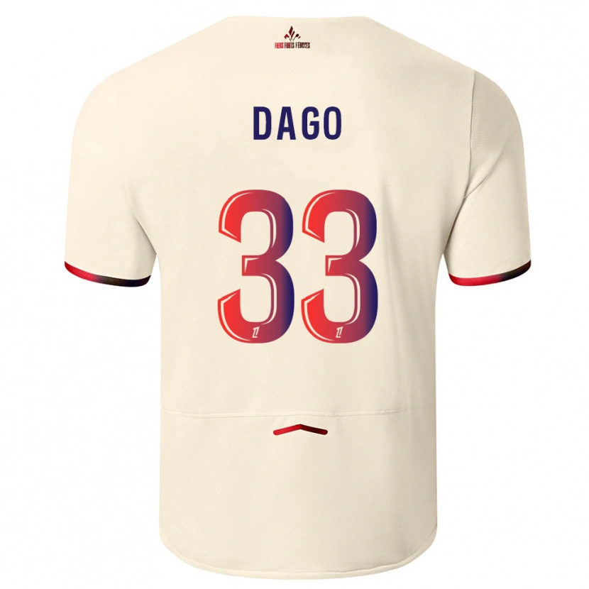Danxen Men Trévis Dago #33 Off-White Red Away Jersey 2025/26 T-Shirt