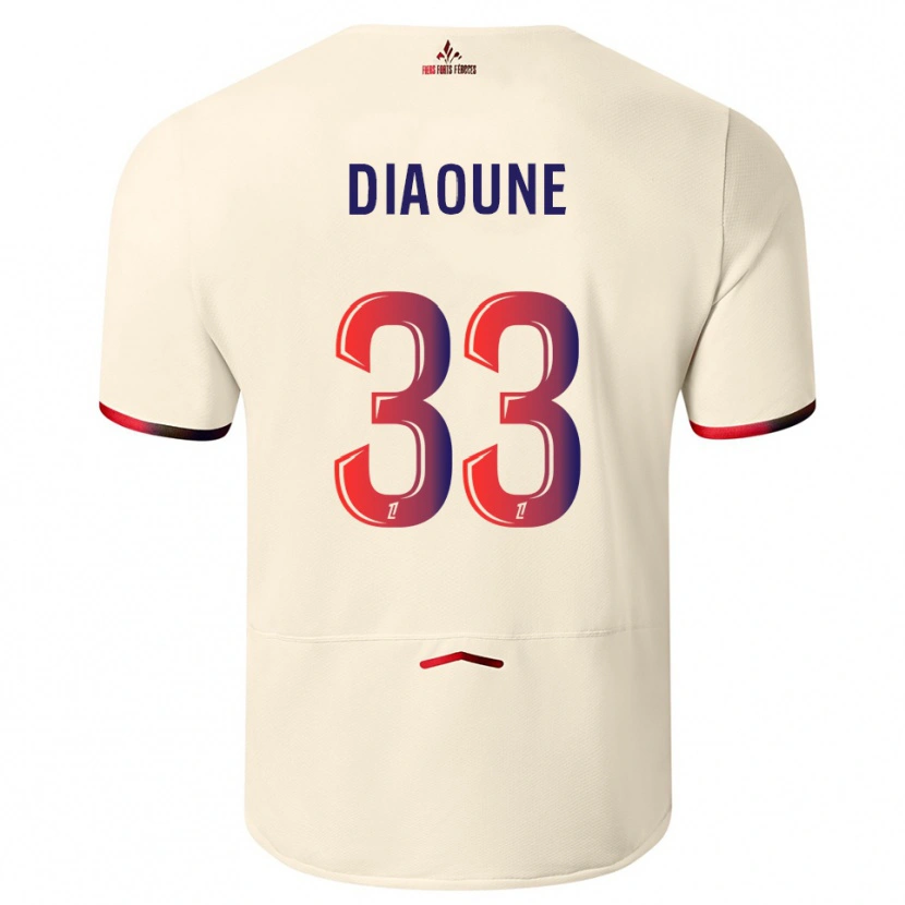 Danxen Men Soriba Diaoune #33 Off-White Red Away Jersey 2025/26 T-Shirt