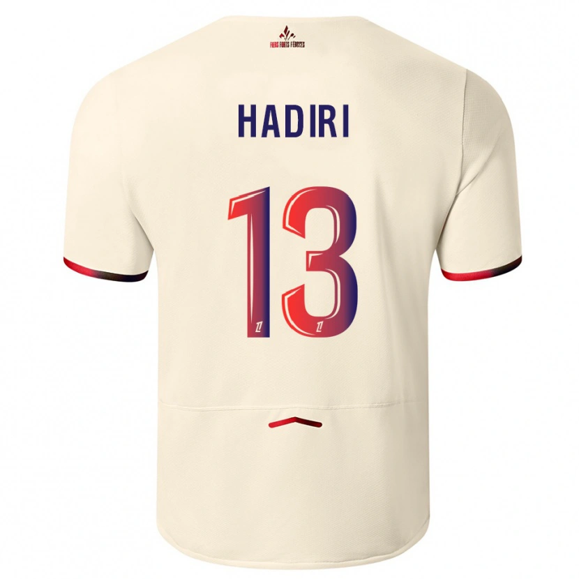 Danxen Men Elias Hadiri #13 Off-White Red Away Jersey 2025/26 T-Shirt