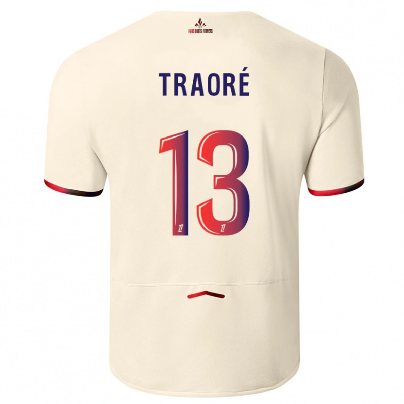 Danxen Men Yéli Traoré #13 Off-White Red Away Jersey 2025/26 T-Shirt