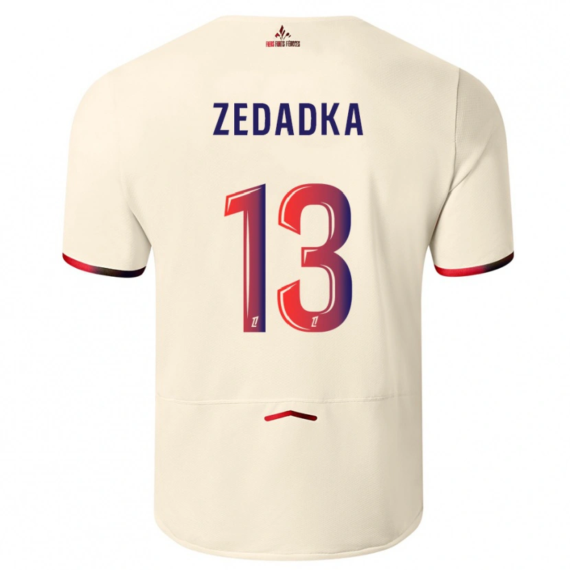 Danxen Men Akim Zedadka #13 Off-White Red Away Jersey 2025/26 T-Shirt