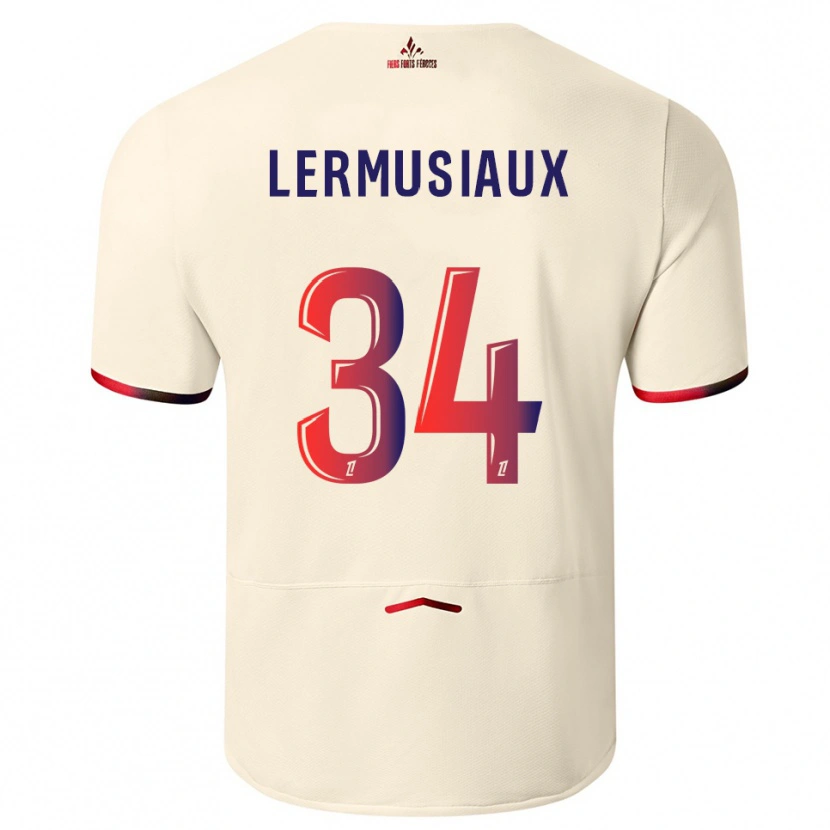 Danxen Men Chrystal Lermusiaux #34 Off-White Red Away Jersey 2025/26 T-Shirt
