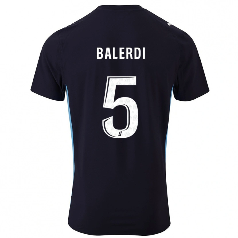 Danxen Men Leonardo Balerdi #5 Black Sky Blue Away Jersey 2025/26 T-Shirt