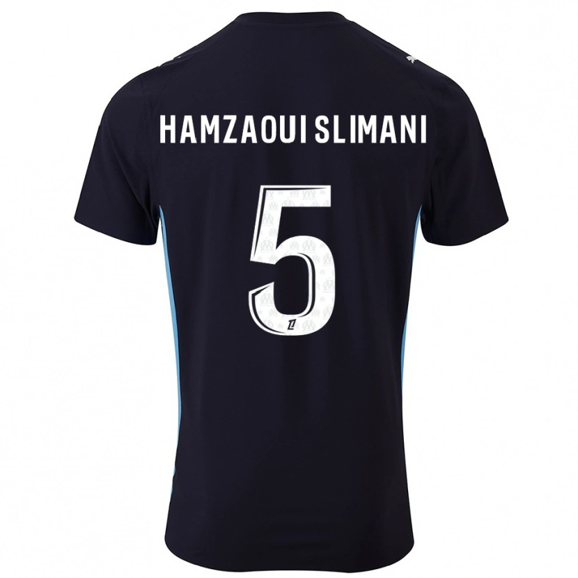 Danxen Men Hilan Hamzaoui Slimani #5 Black Sky Blue Away Jersey 2025/26 T-Shirt