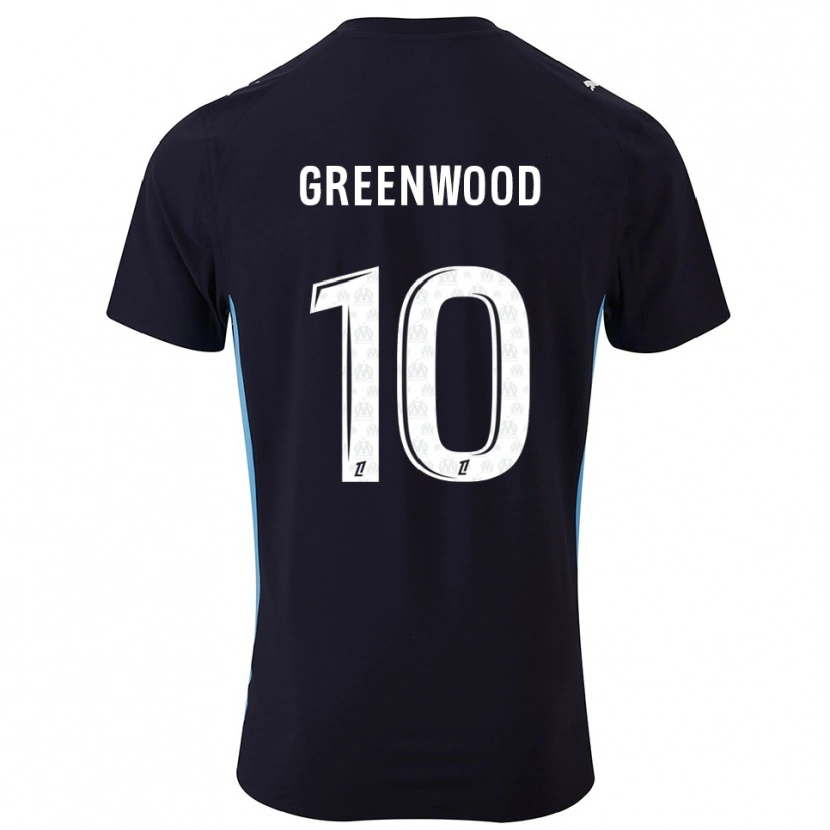 Danxen Men Mason Greenwood #10 Black Sky Blue Away Jersey 2025/26 T-Shirt