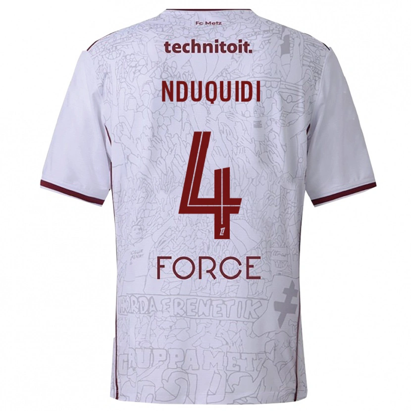 Danxen Men Benjamin Nduquidi #4 White Burgundy Away Jersey 2025/26 T-Shirt