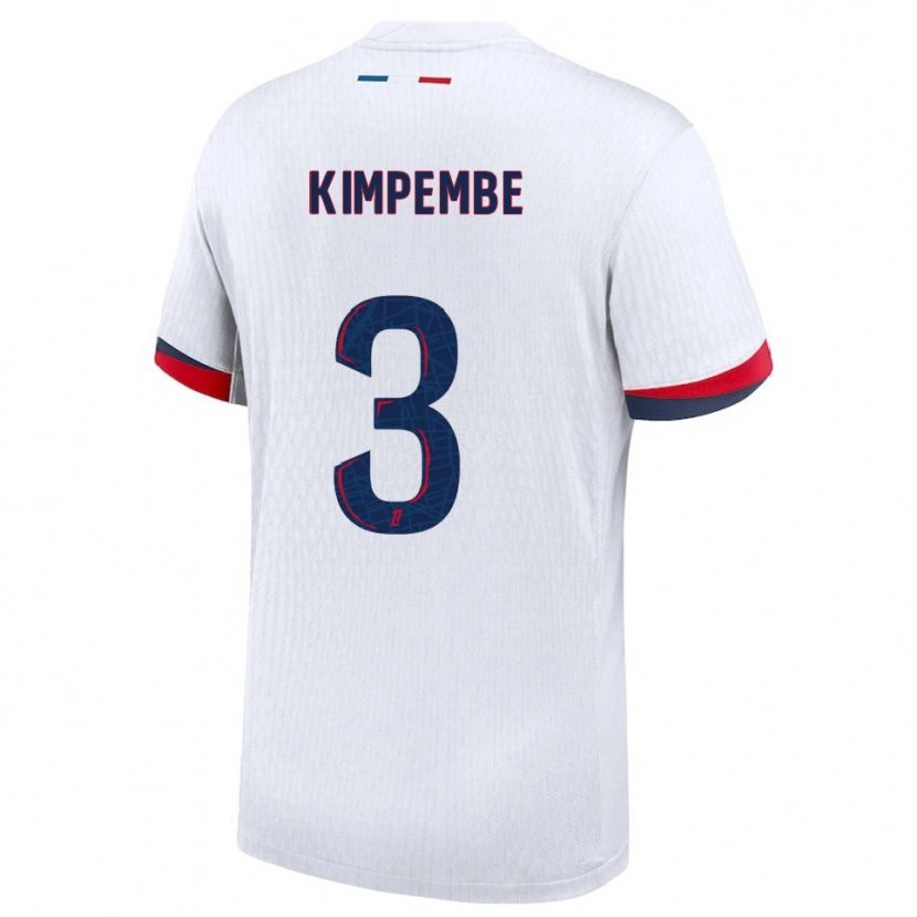 Danxen Men Presnel Kimpembe #3 White Red Away Jersey 2025/26 T-Shirt