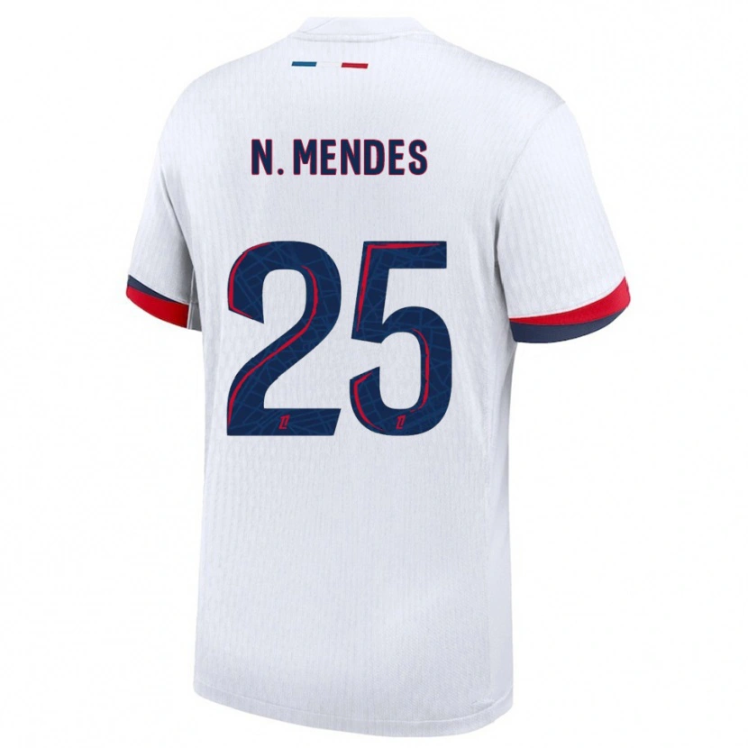 Danxen Men Nuno Mendes #25 White Red Away Jersey 2025/26 T-Shirt