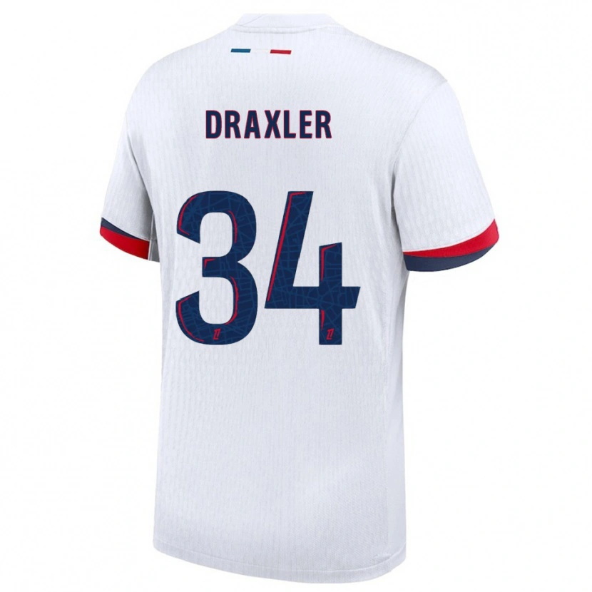 Danxen Men Julian Draxler #34 White Red Away Jersey 2025/26 T-Shirt