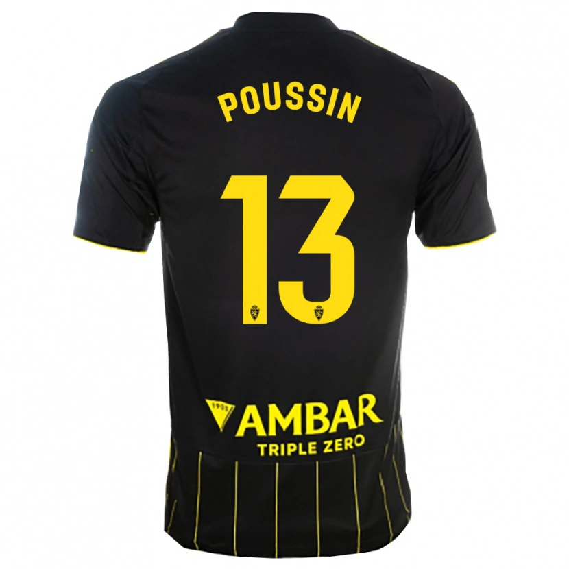 Danxen Men Gaëtan Poussin #13 Black Yellwo Away Jersey 2025/26 T-Shirt