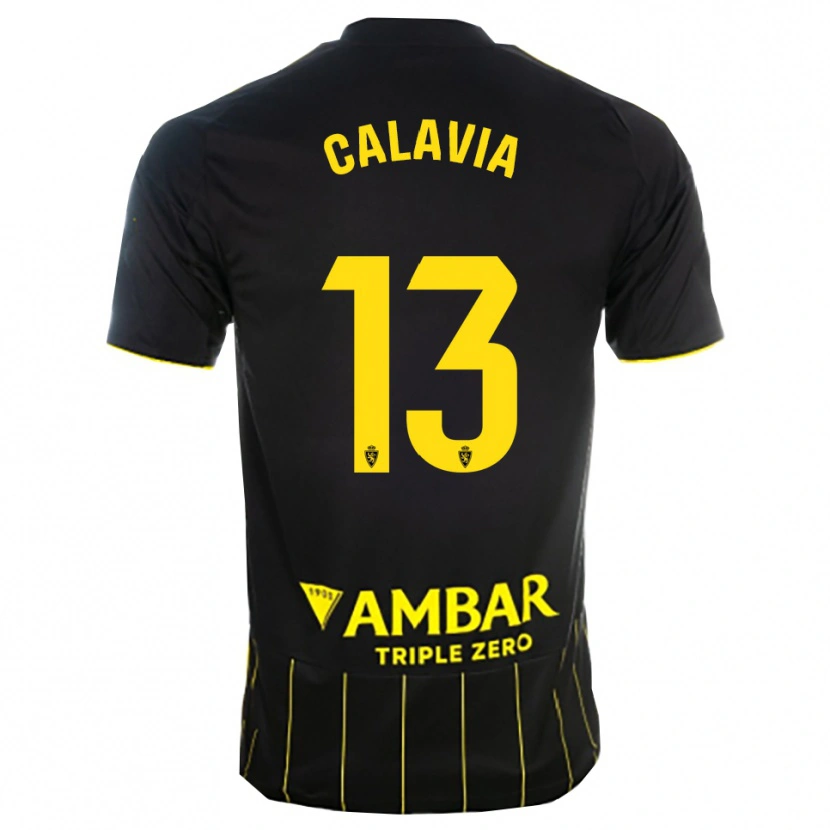 Danxen Men Carlos Calavia #13 Black Yellwo Away Jersey 2025/26 T-Shirt