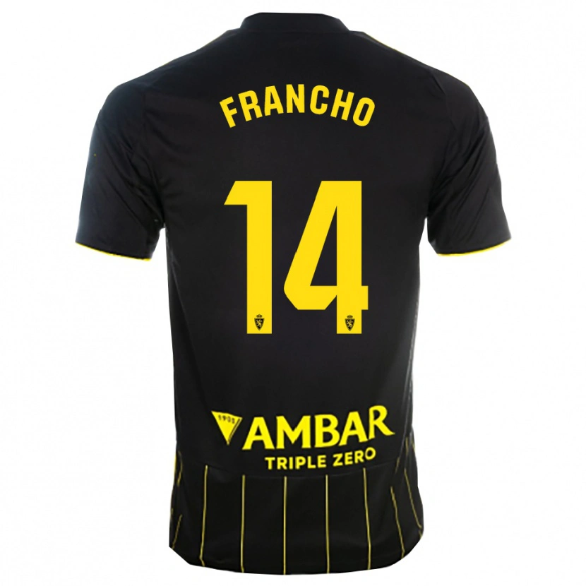 Danxen Men Francho Serrano #14 Black Yellwo Away Jersey 2025/26 T-Shirt