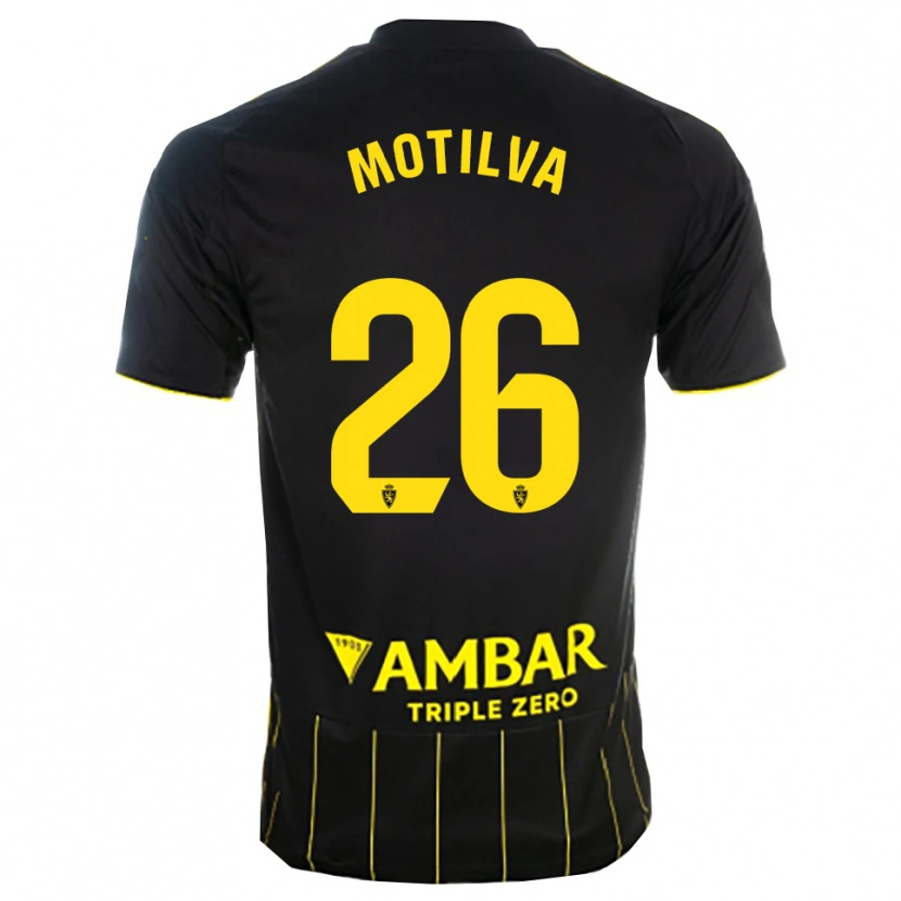 Danxen Men Adrián Motilva #26 Black Yellwo Away Jersey 2025/26 T-Shirt