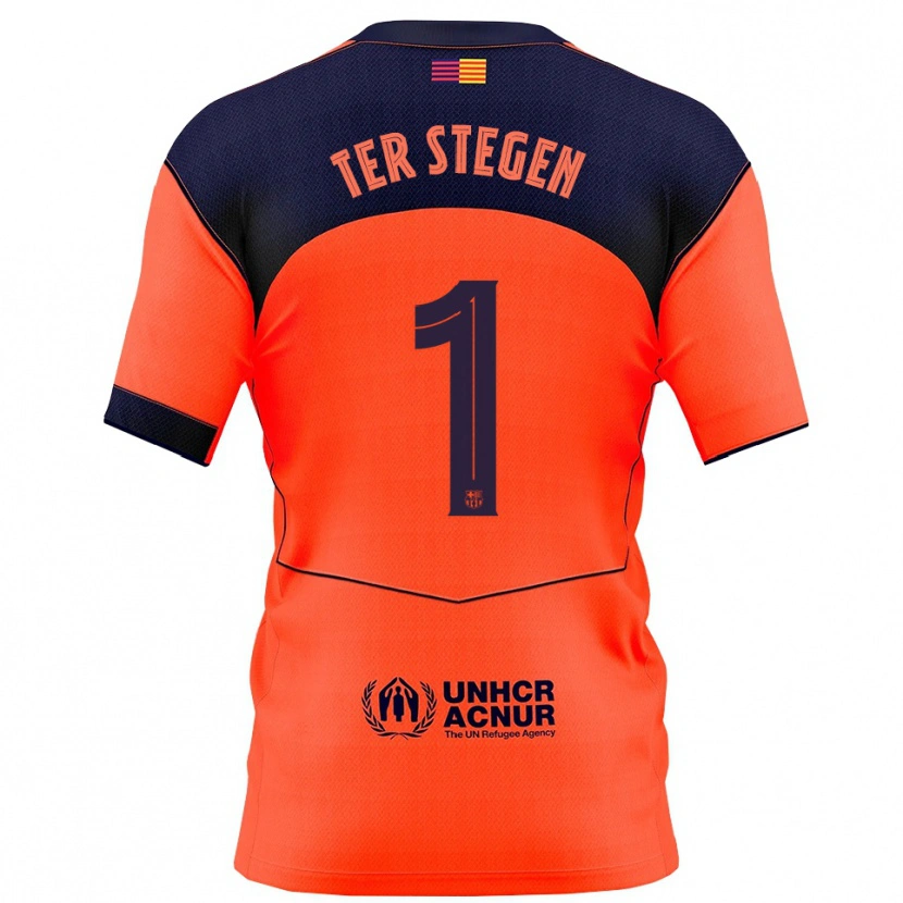 Danxen Men Marc-André Ter Stegen #1 Orange Navy Third Jersey 2025/26 T-Shirt
