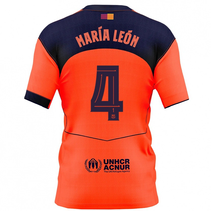 Danxen Men María Pilar León #4 Orange Navy Third Jersey 2025/26 T-Shirt